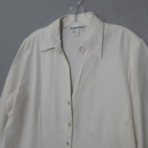 WinterSilks Top Plus 1X Silk Cotton Blend Quiet Luxury Off White Classic Office